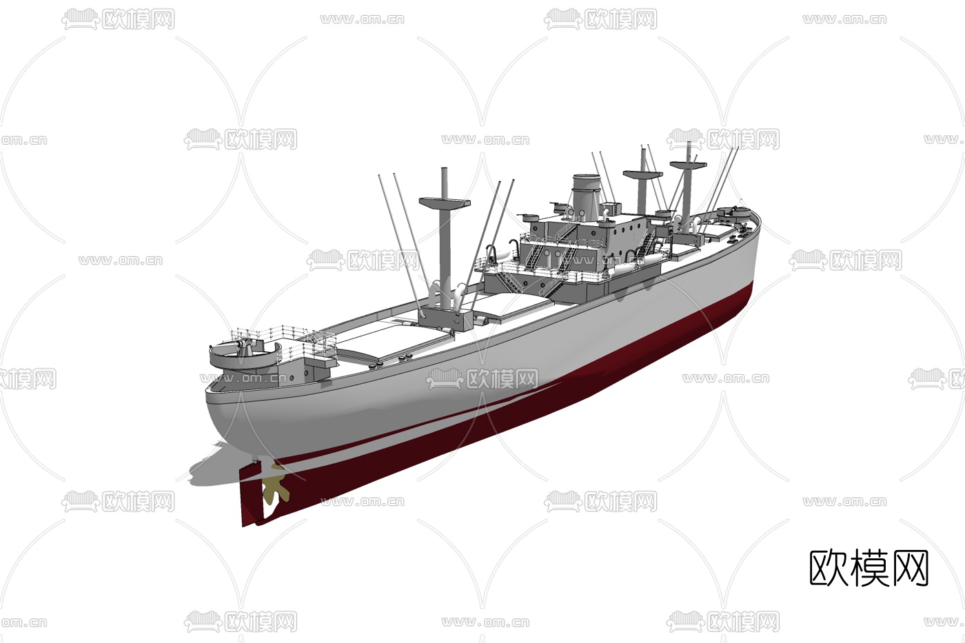 现代军舰免费su模型下载