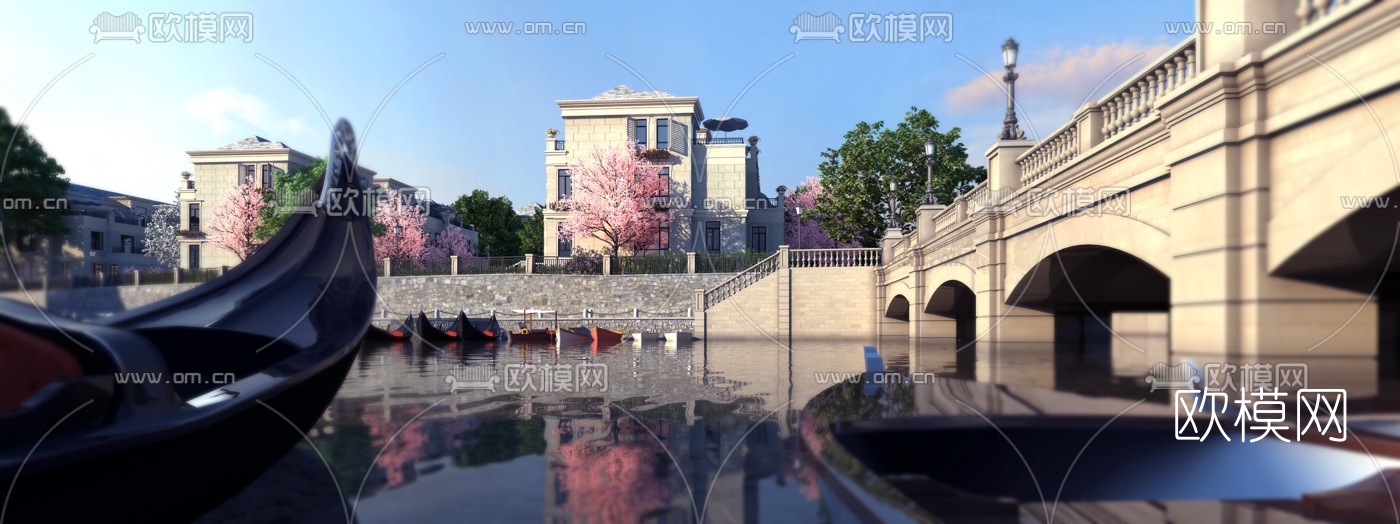 现代游船码头3d模型下载