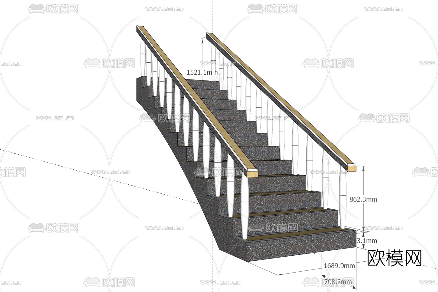 后现代瓷砖楼梯免费su模型下载
