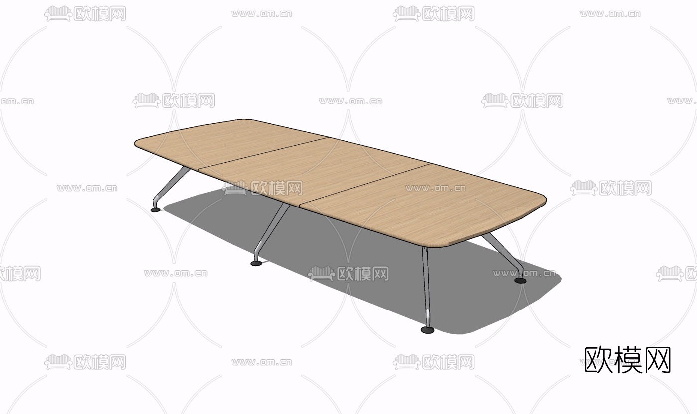现代实木会议桌免费su模型下载