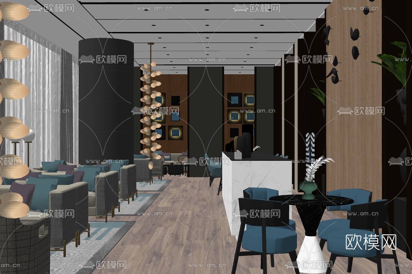 现代奶茶店免费su模型