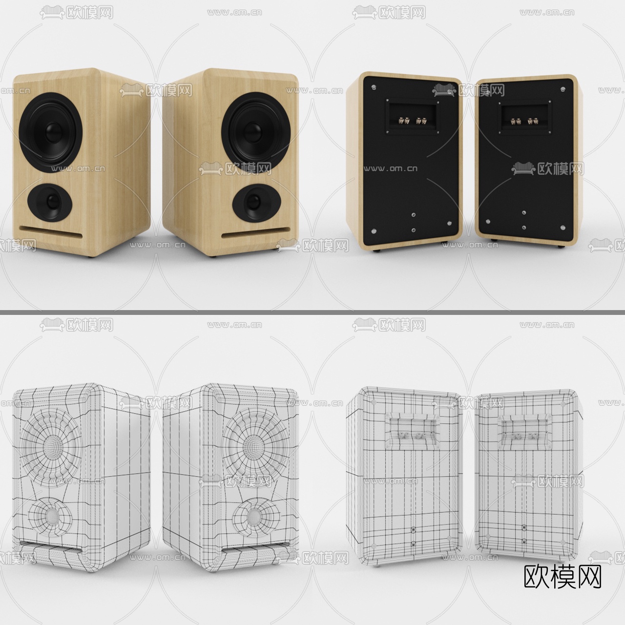 北欧复古原木音箱免费3d模型下载
