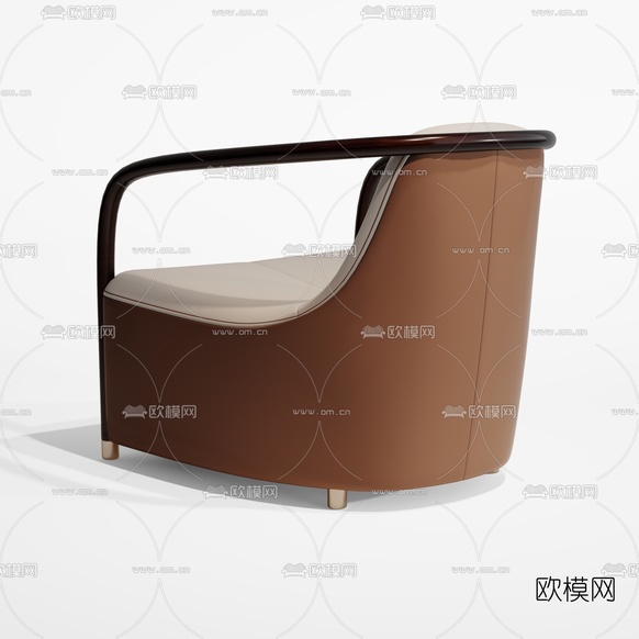 新中式实木单人沙发3d模型下载(渲染图3)