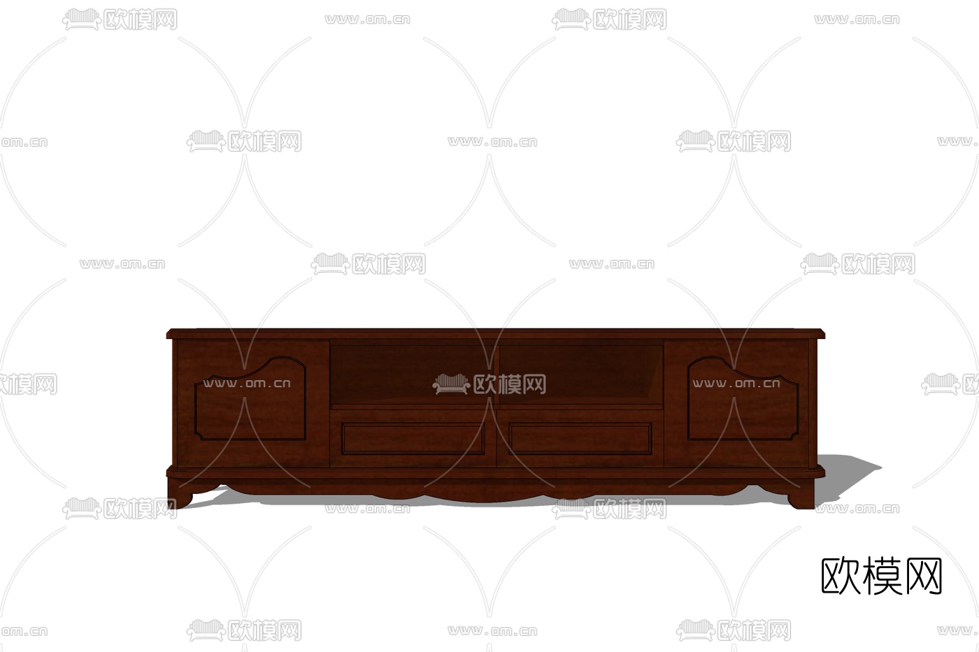 美式实木电视柜免费su模型下载