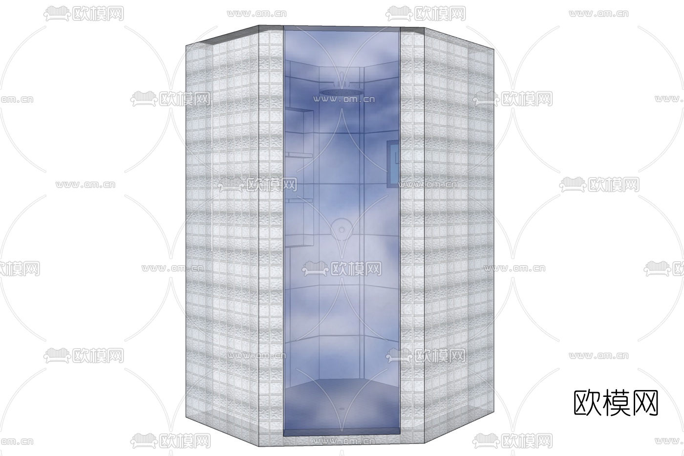 现代玻璃淋浴房免费su模型下载