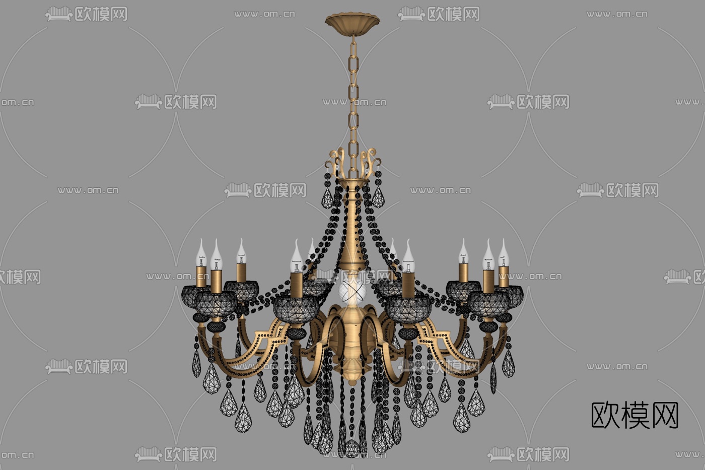 欧式金属吊灯免费su模型下载