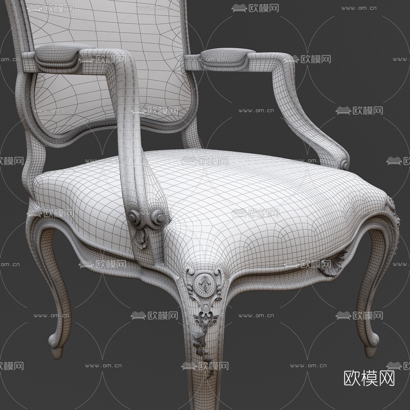 欧式皮质单椅3d模型