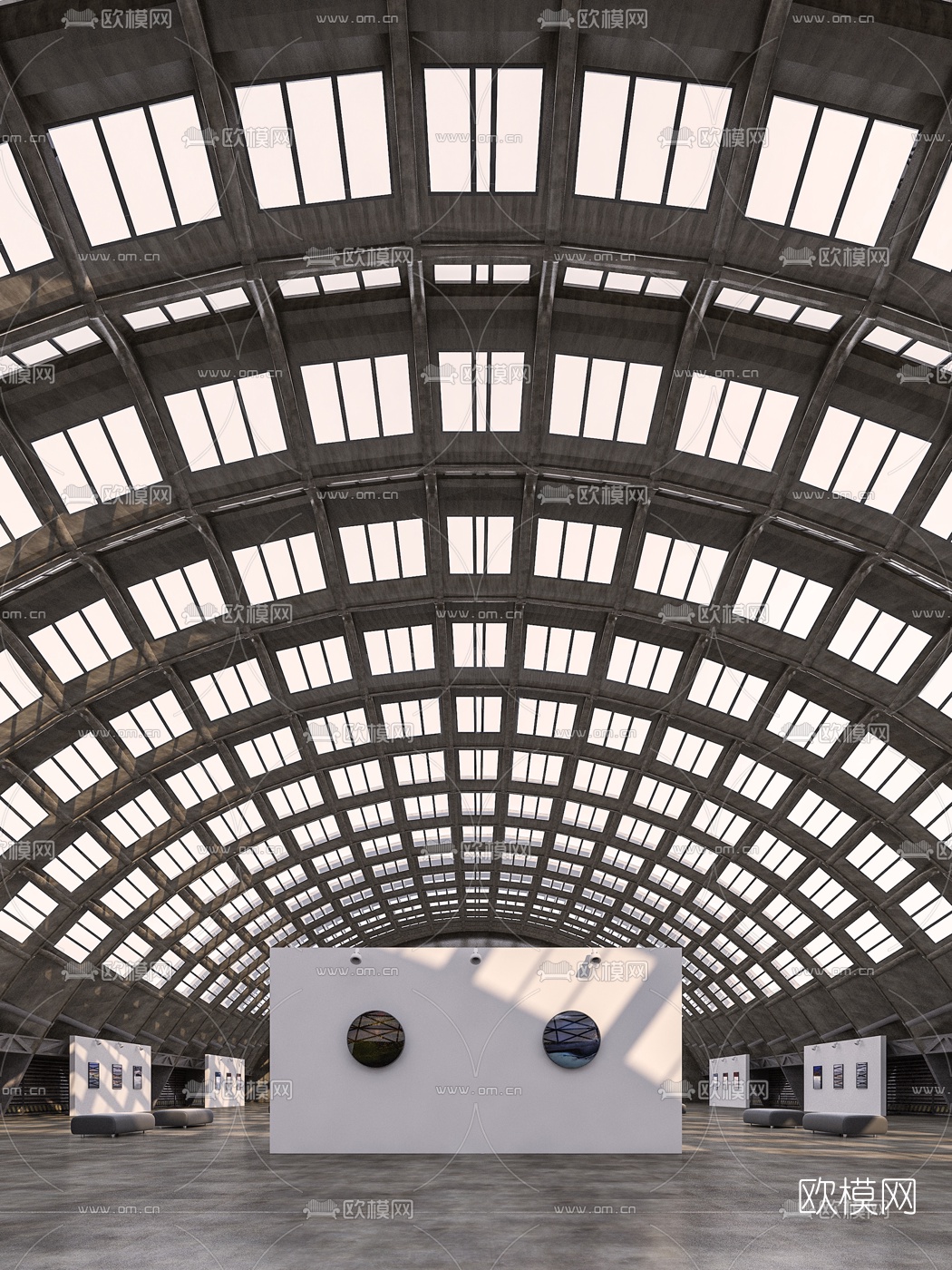 工业风美术馆3d模型下载（渲染图1）