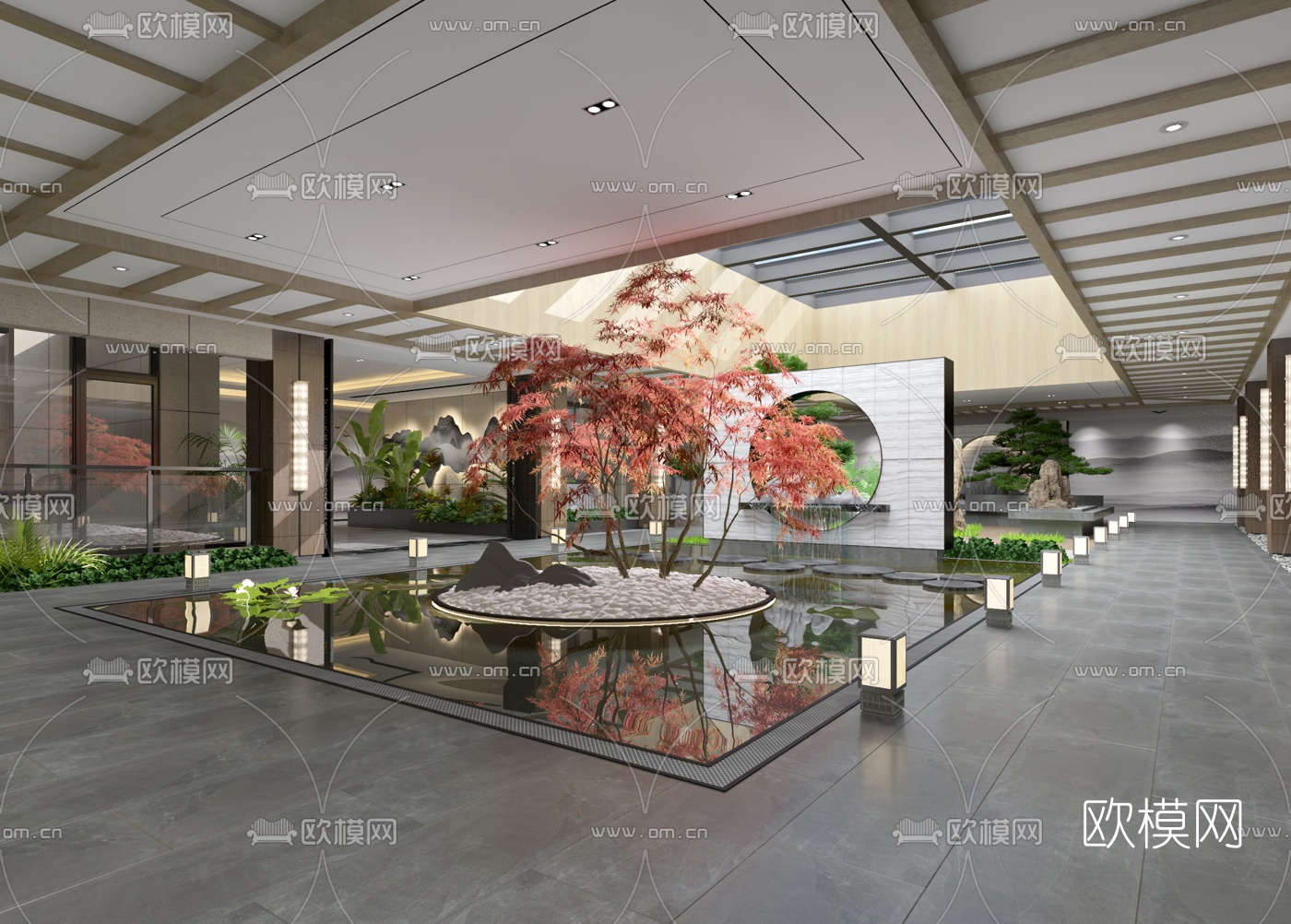 新中式售楼部大堂3d模型