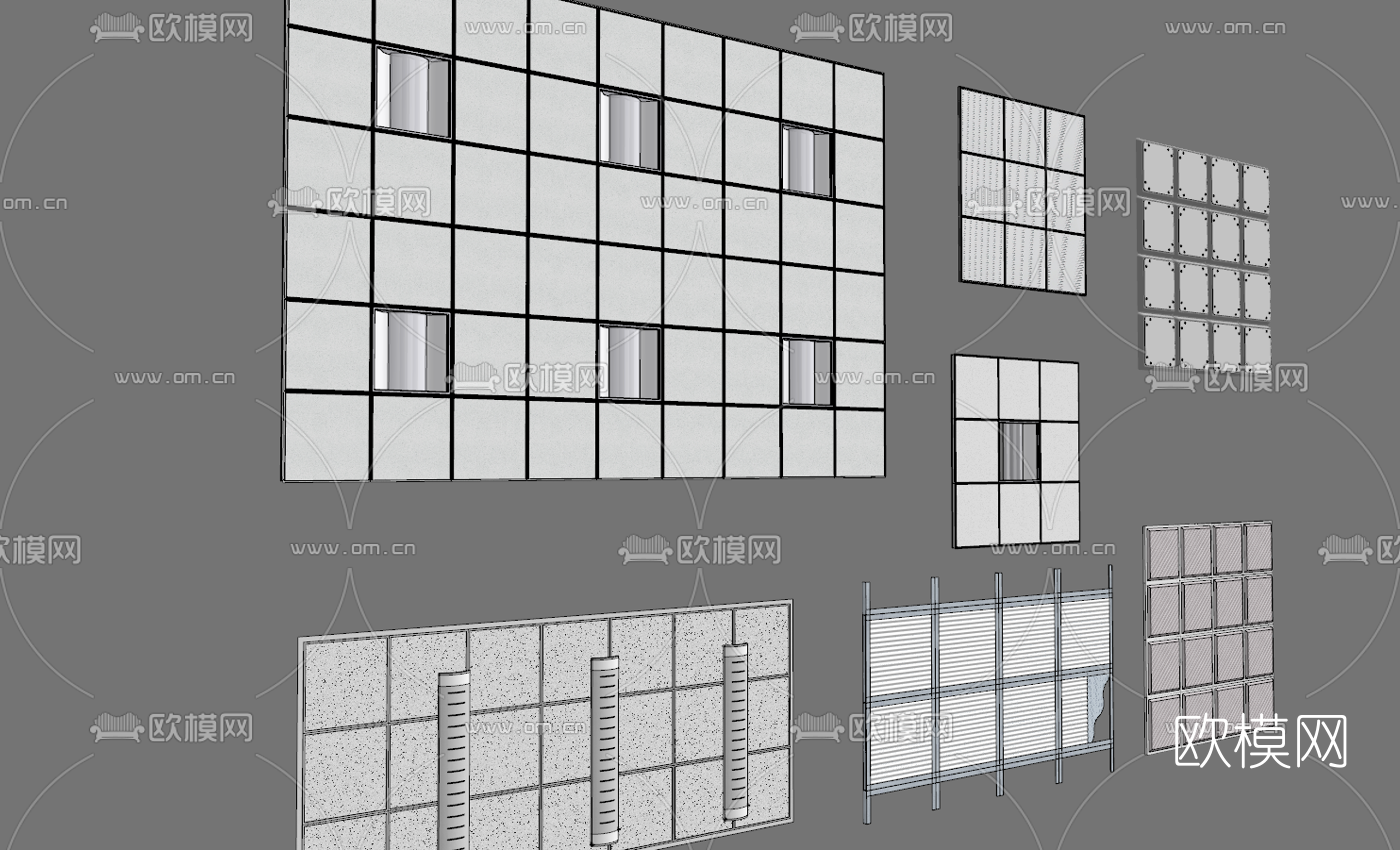 现代办公吸顶灯组合su模型