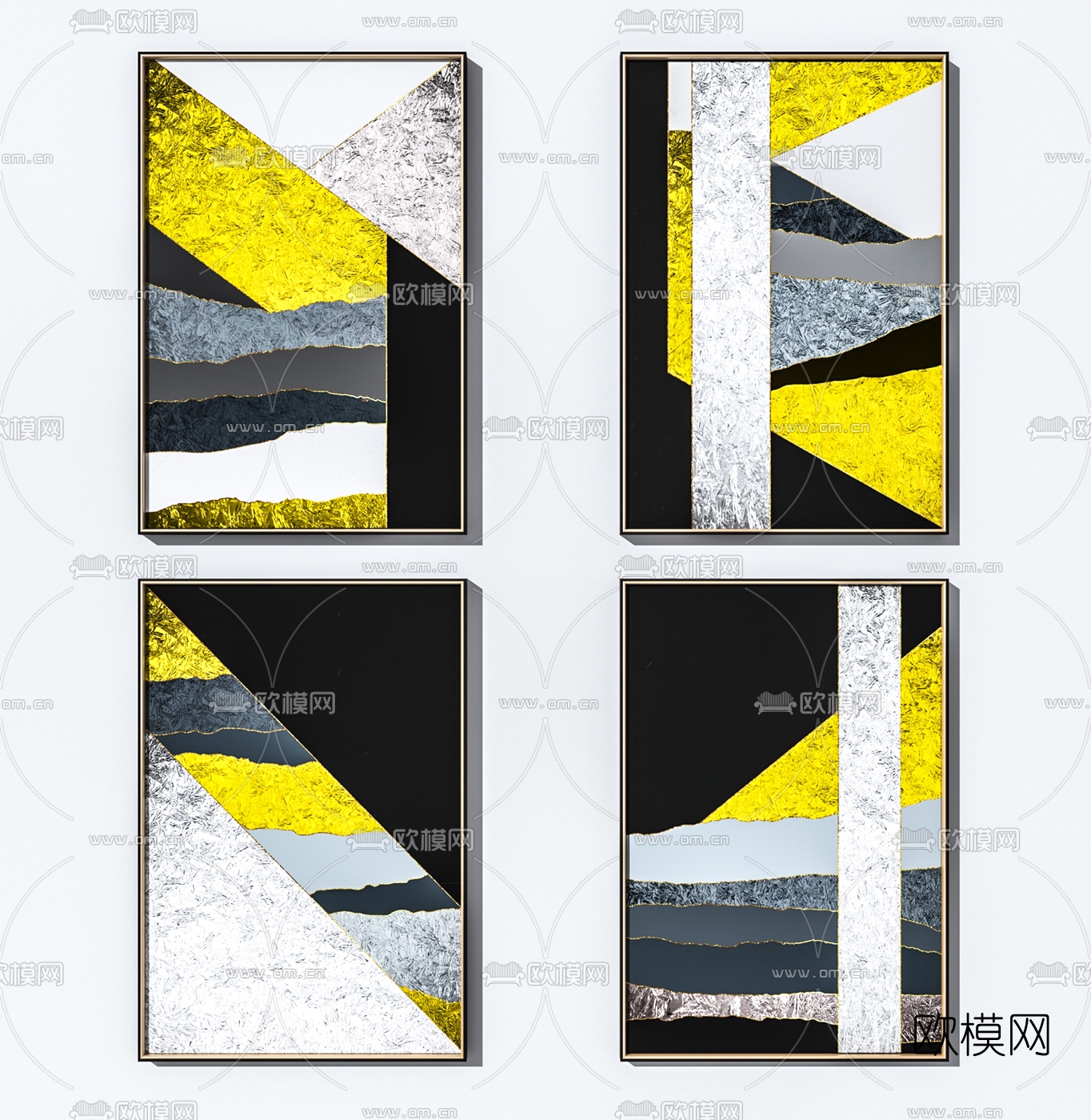现代抽象装饰画3d模型