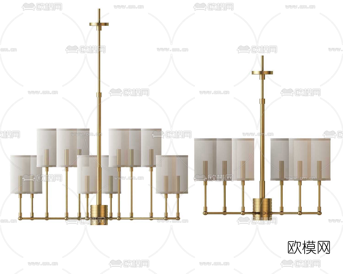 美式金属多头吊灯3d模型下载