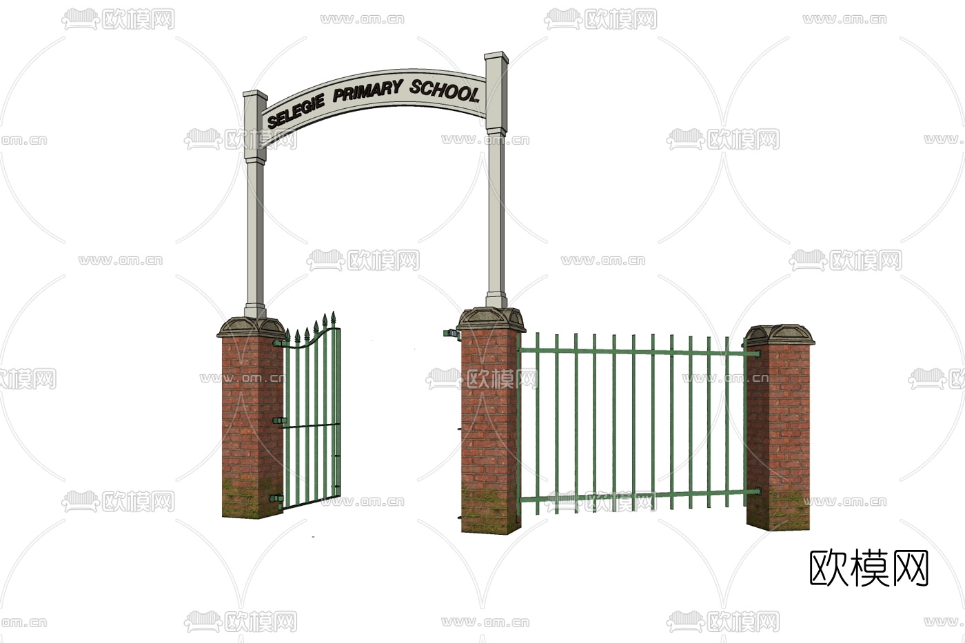 欧式庭院围墙大门免费su模型下载
