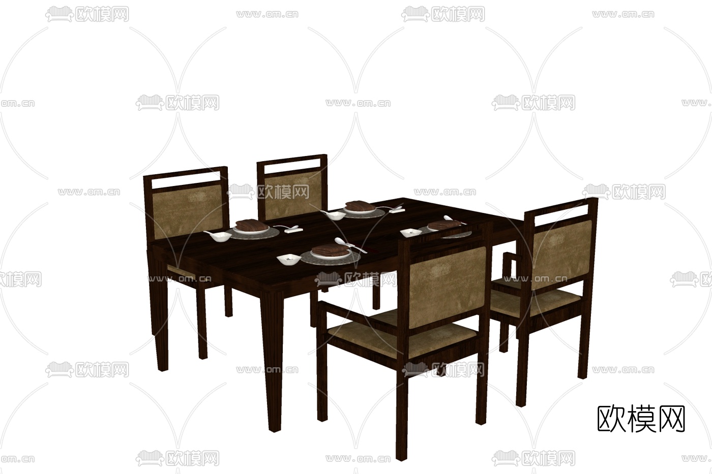 新中式餐桌椅免费su模型下载