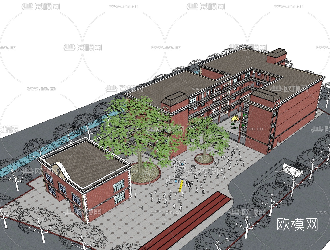 欧式幼儿园免费su模型下载（渲染图2）