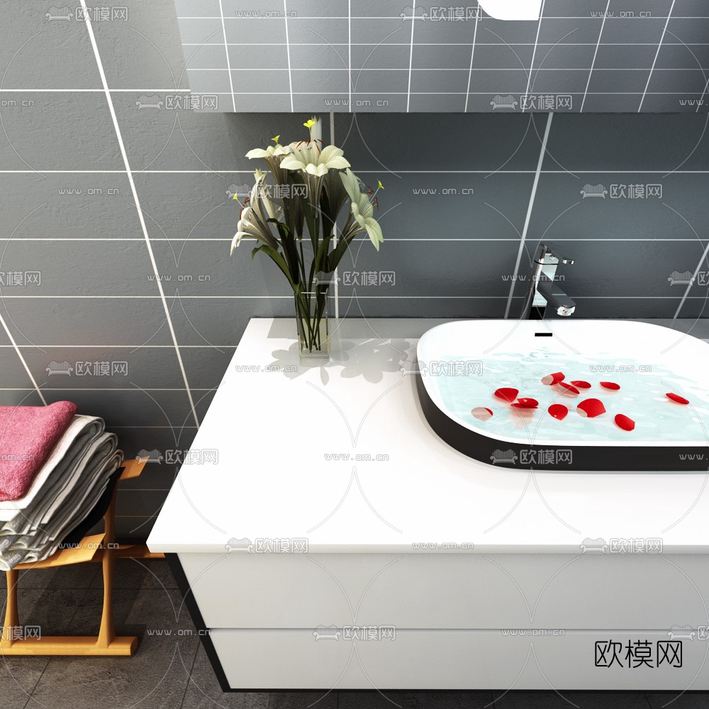 现代浴室柜洗手台3d模型