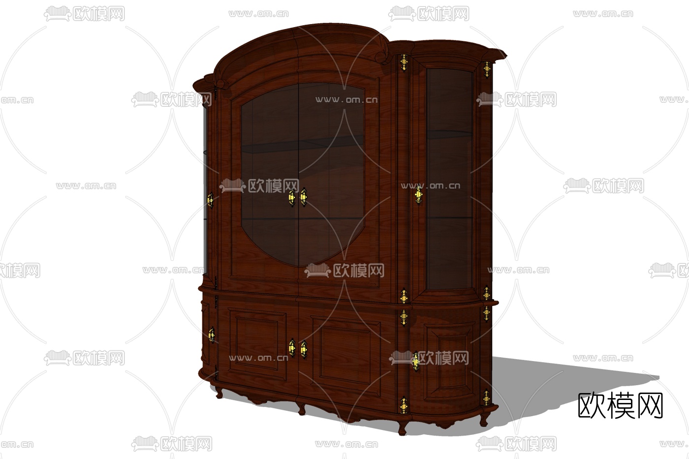 欧式实木酒柜su模型下载