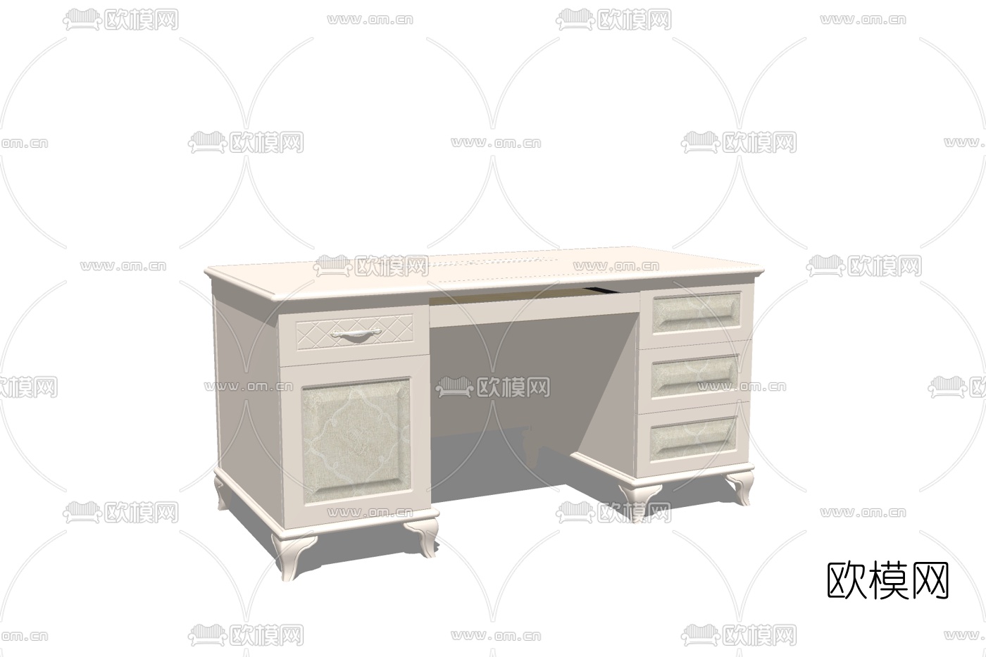 欧式实木书桌免费su模型下载