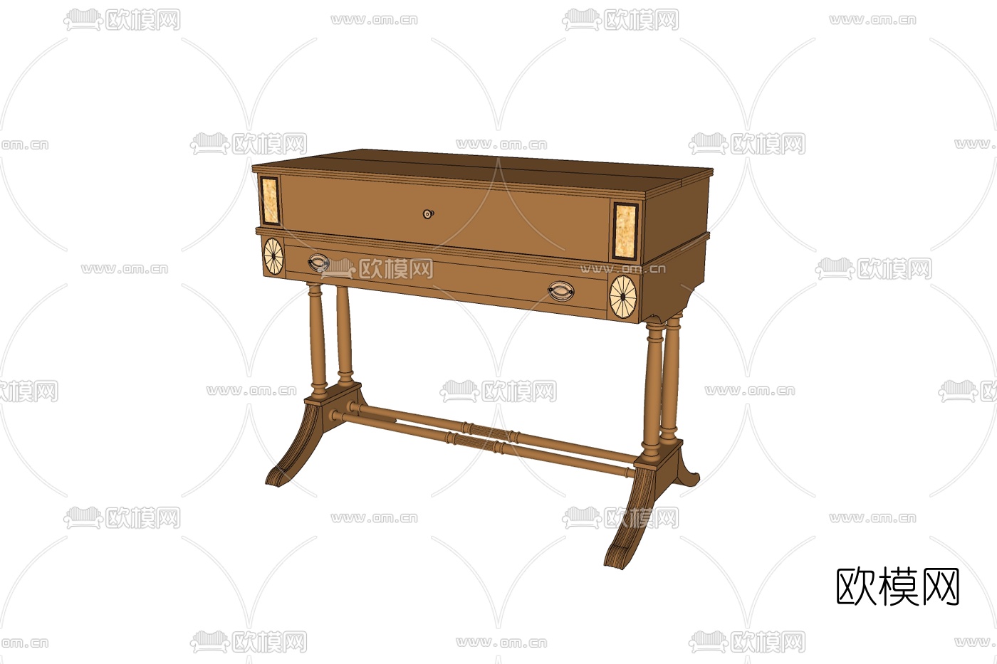 欧式实木书桌免费su模型下载