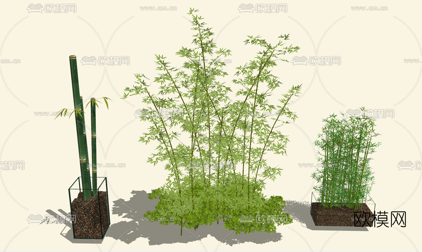现代竹子竹堆su模型下载（渲染图1）
