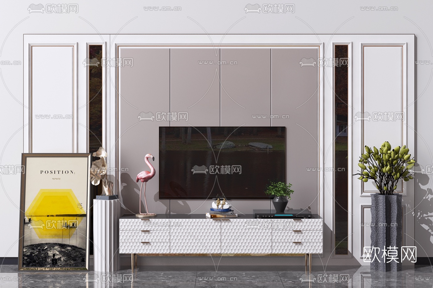 简欧轻奢电视柜3d模型