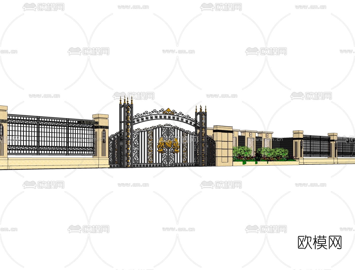 欧式小区门头免费su模型下载