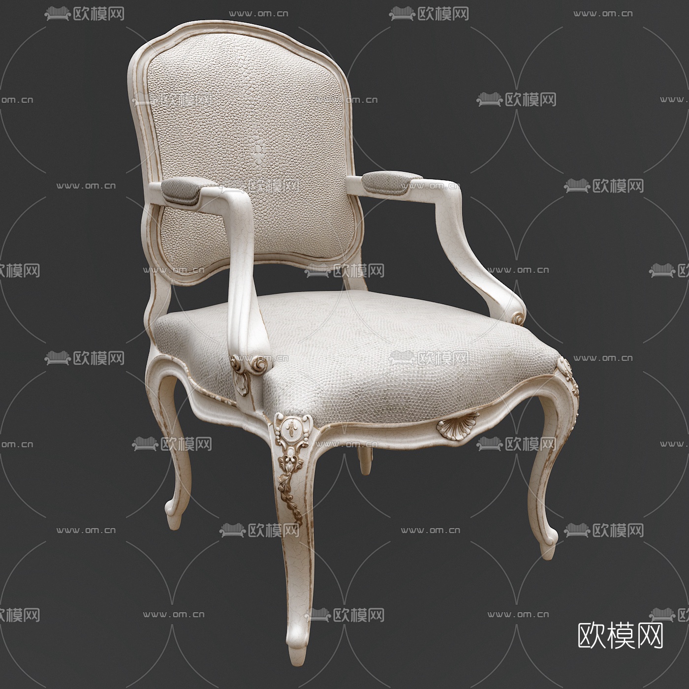 欧式皮质单椅3d模型