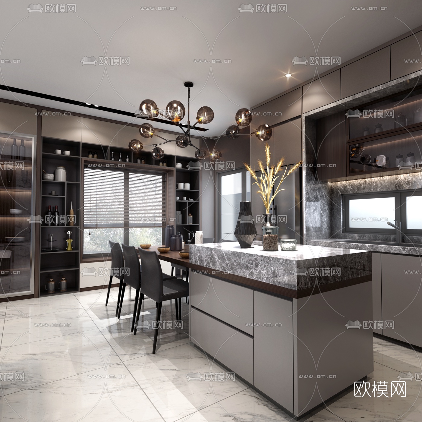 Tung Le设计 现代复式客厅餐厅3d模型
