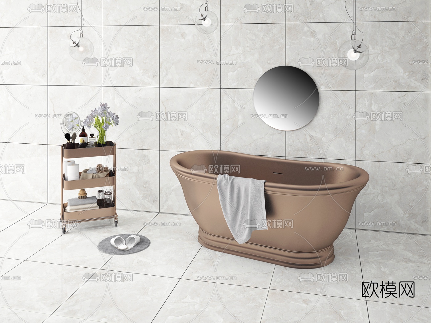 现代金属浴缸3d模型下载（渲染图2）