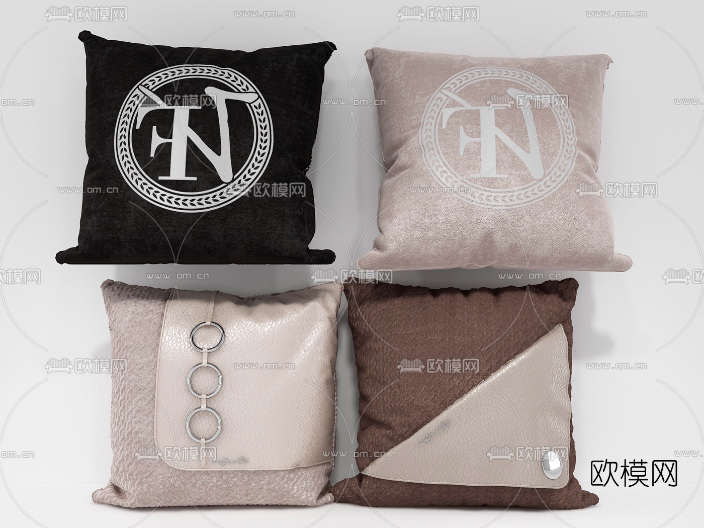 现代布艺抱枕组合3d模型下载（渲染图3）