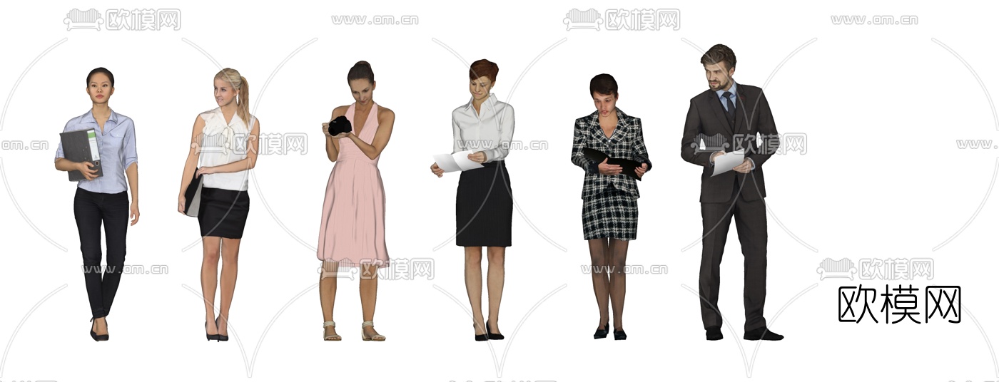 现代人物组合su模型下载