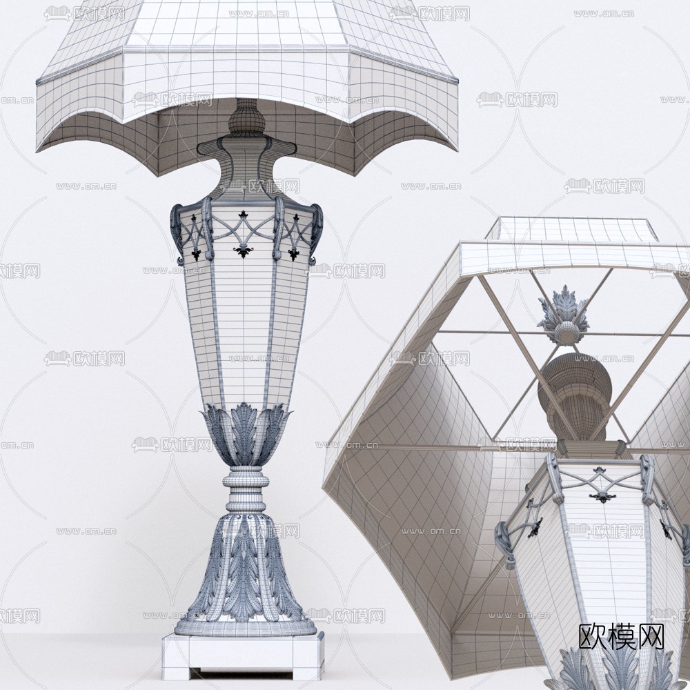 欧式古典轻奢台灯3d模型下载（渲染图2）