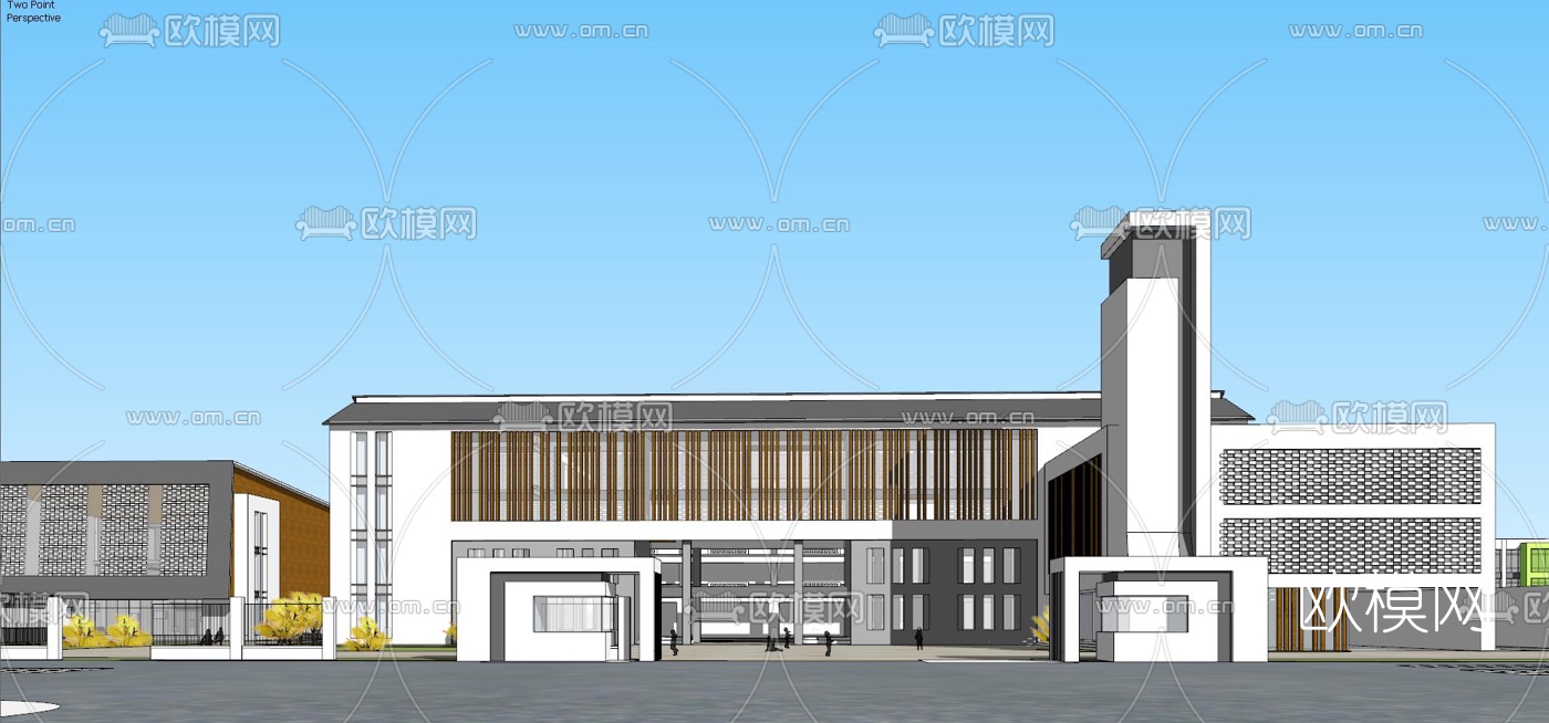 现代学校规划su模型下载（渲染图6）