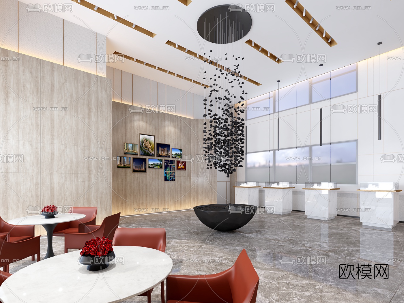 现代轻奢售楼处3d模型下载（渲染图2）