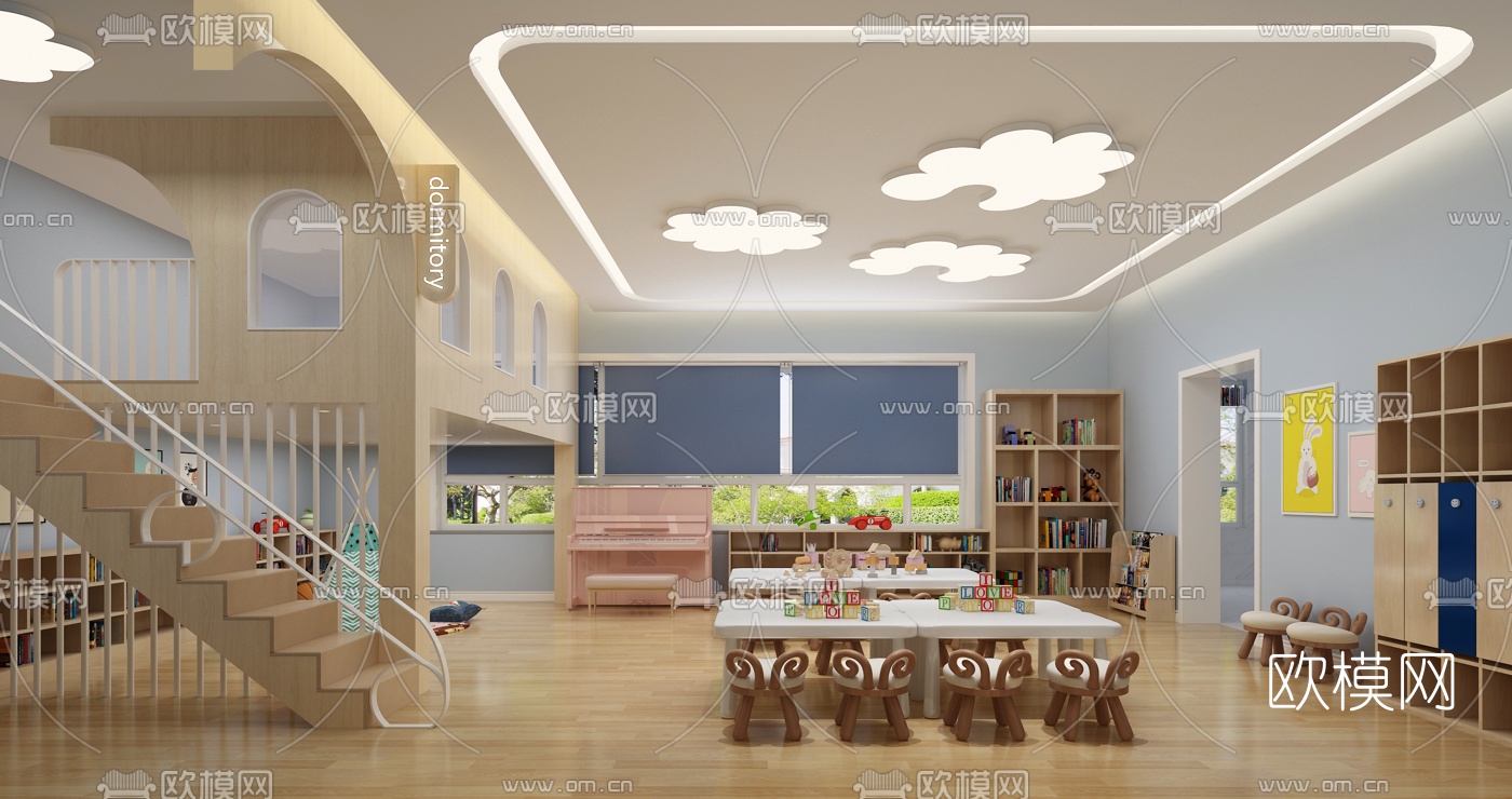 北欧幼儿园活动室3d模型下载（渲染图2）