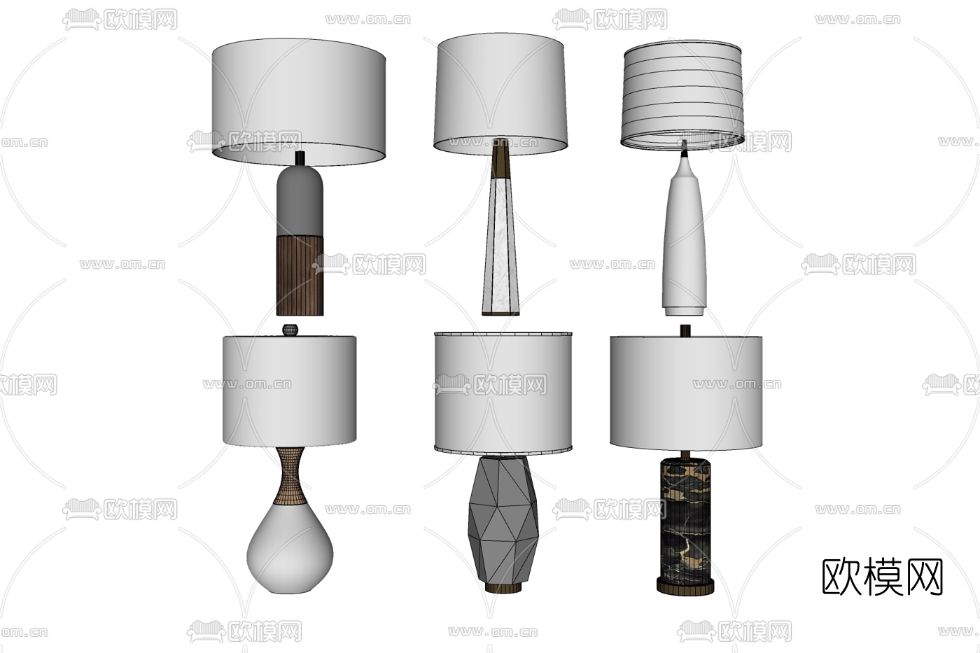 现代金属台灯免费su模型下载