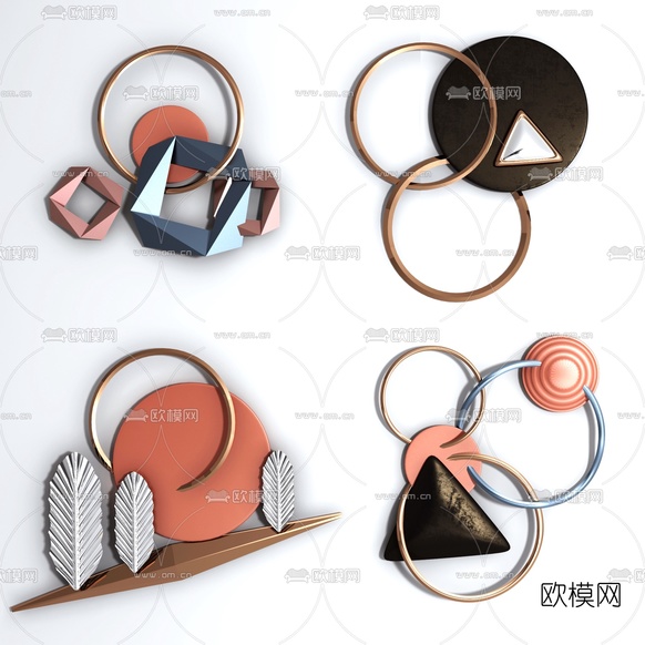 现代金属挂件3d模型下载(渲染图1)