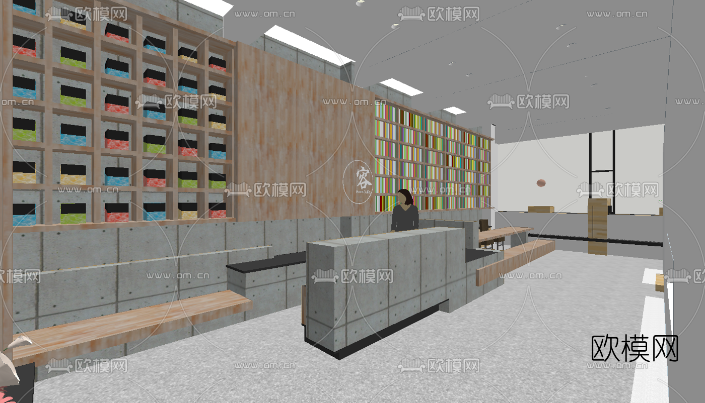 现代书吧图书馆su模型下载（渲染图4）