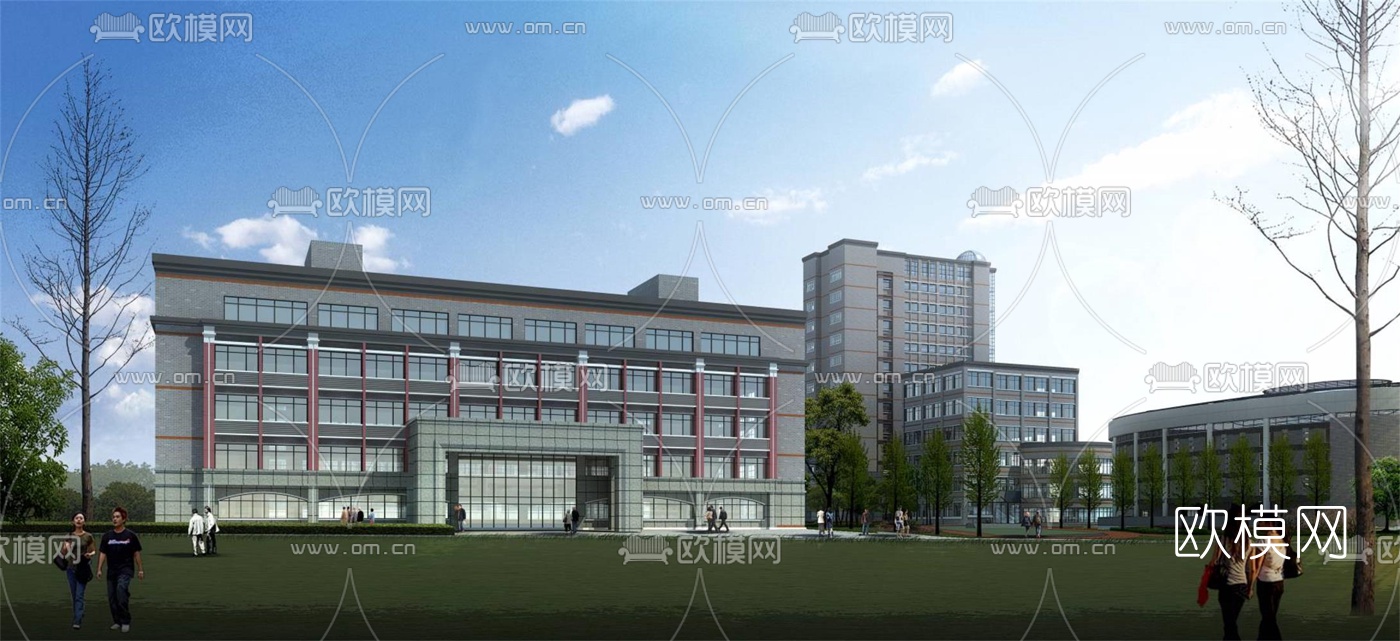 简欧学校鸟瞰3d模型下载（渲染图2）
