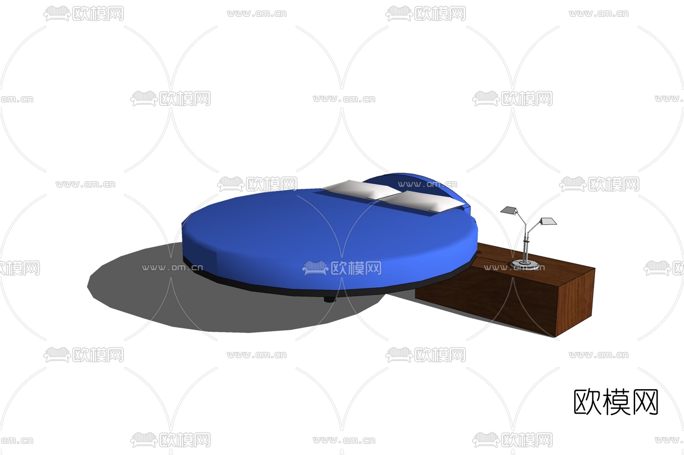 现代双人圆床免费su模型