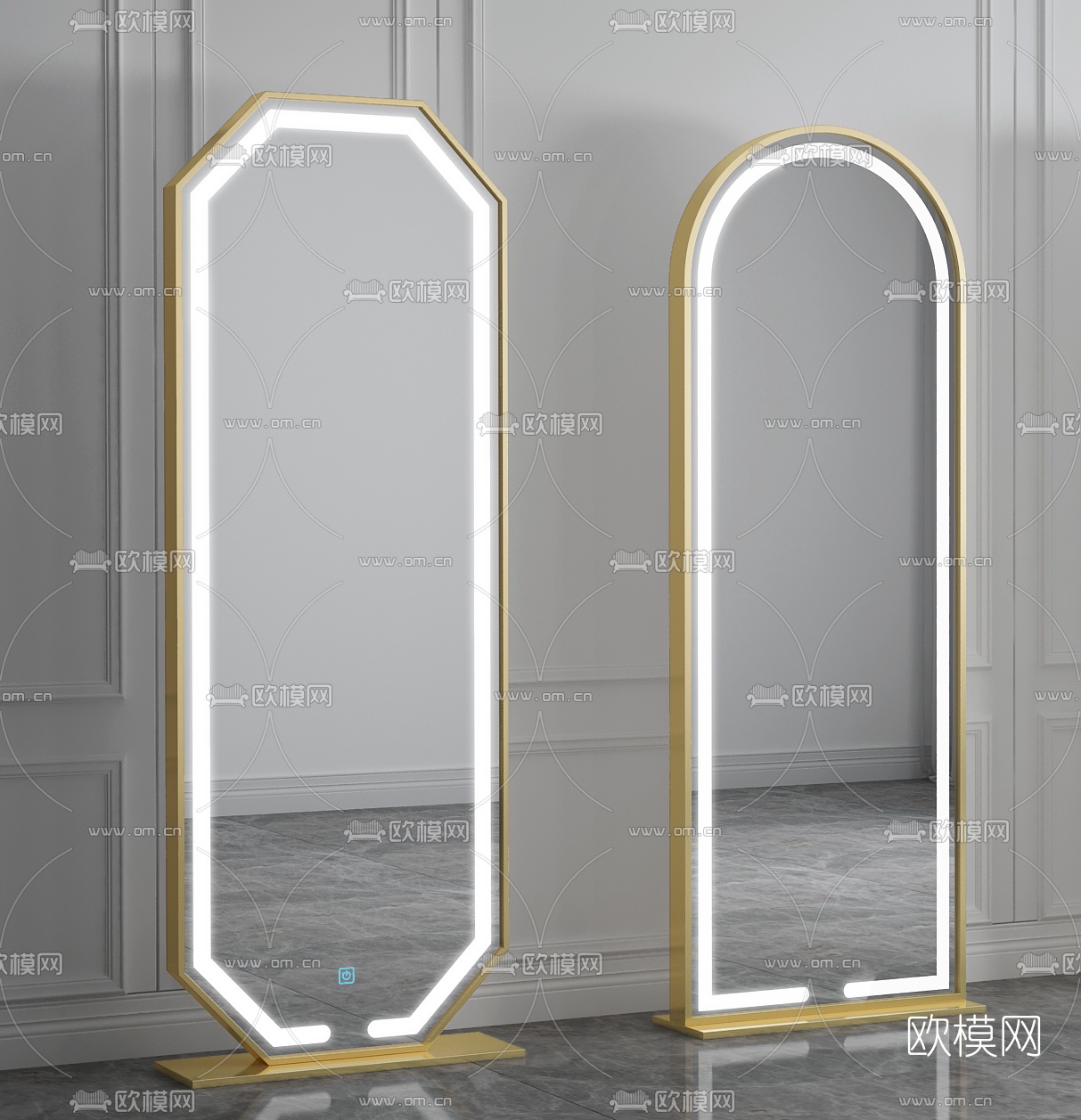 后现代轻奢落地镜组合3d模型下载（渲染图4）