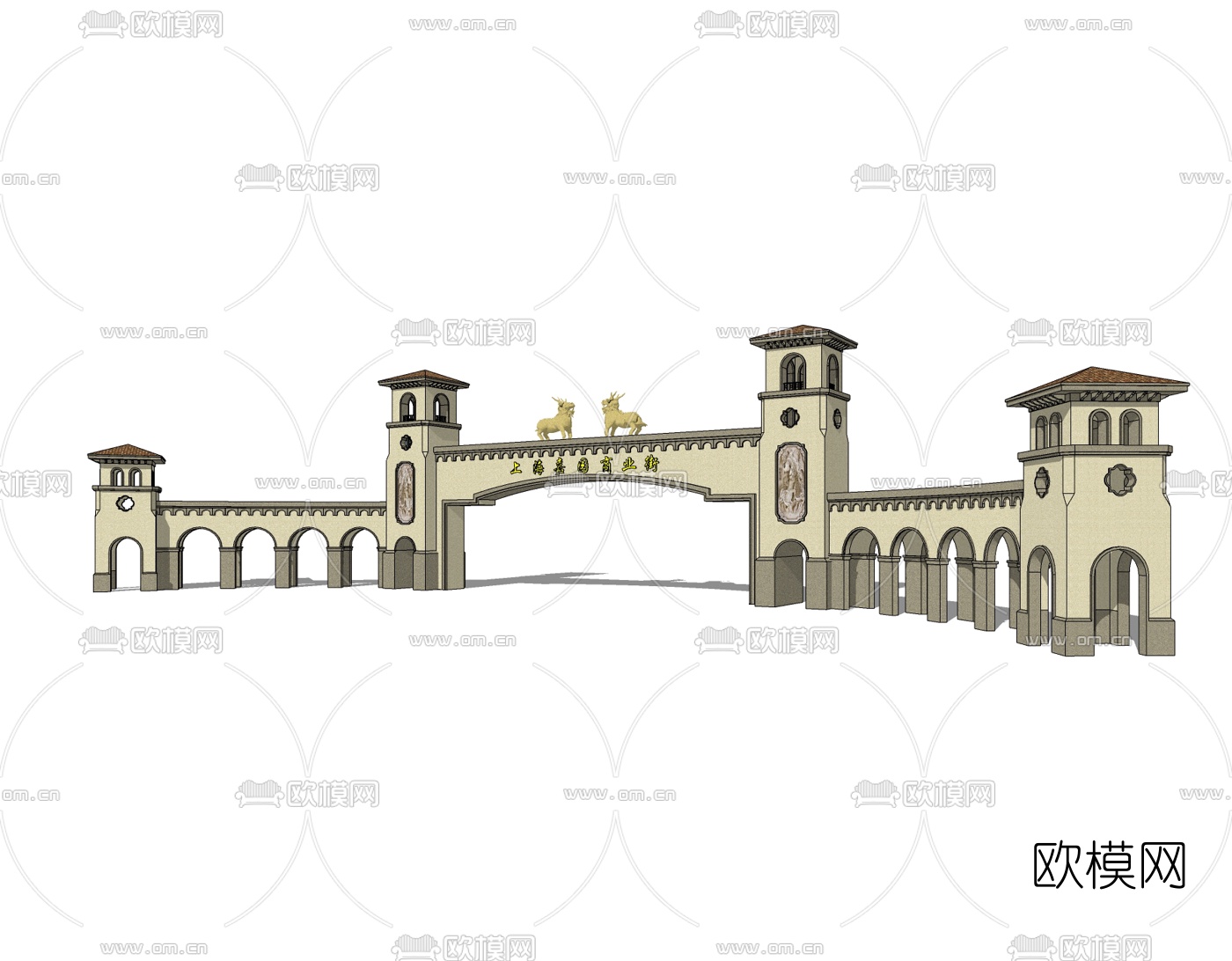 欧式小区门头免费su模型下载