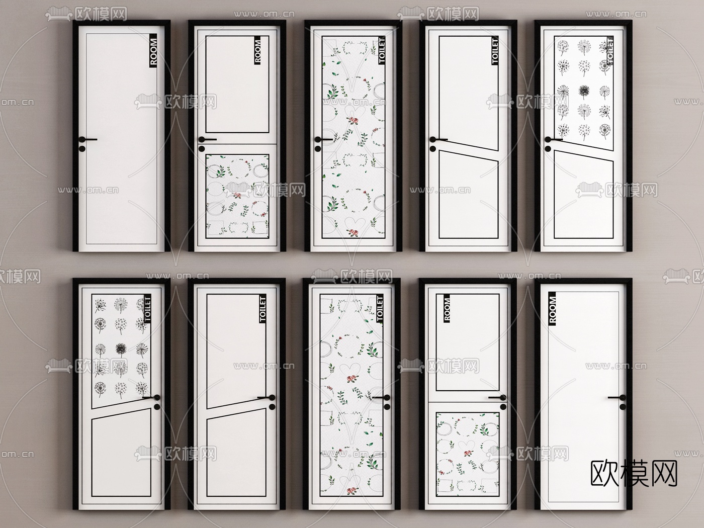 北欧房门平开门3d模型下载