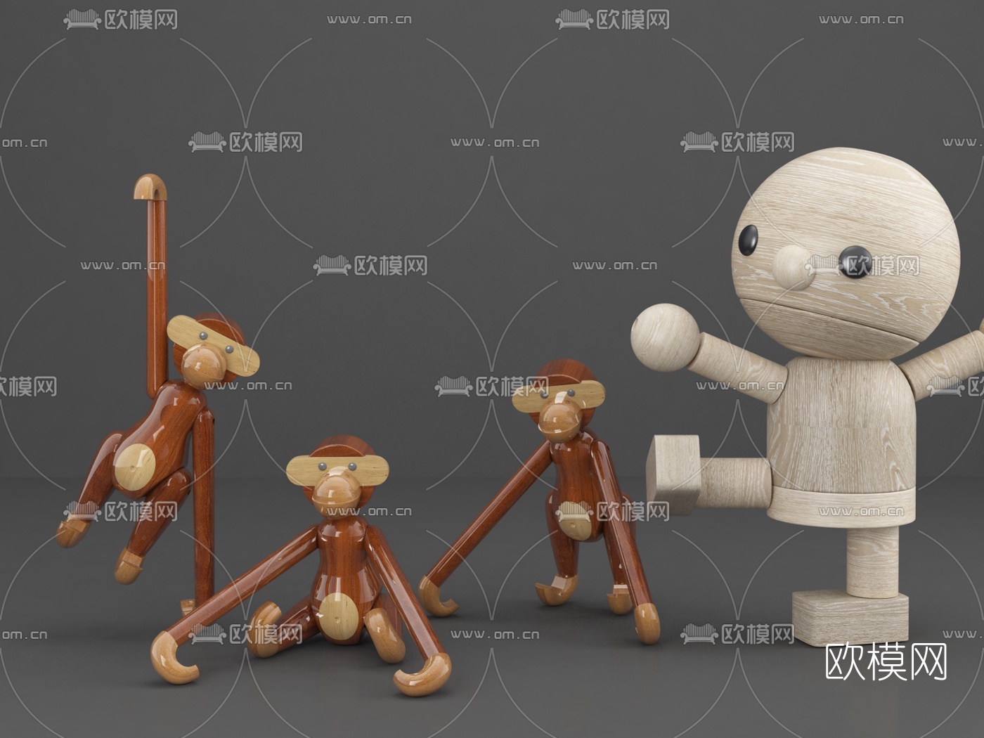 现代猴子木偶玩具3d模型