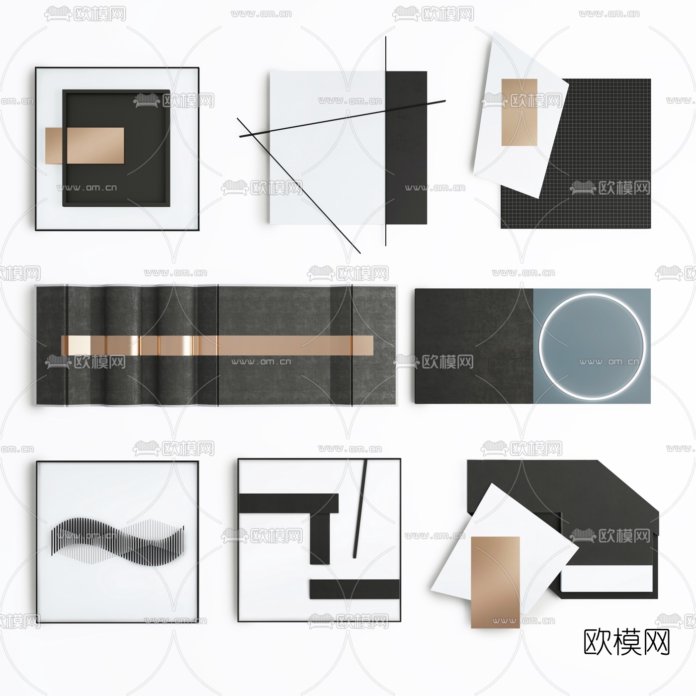 现代几何立体挂画3d模型