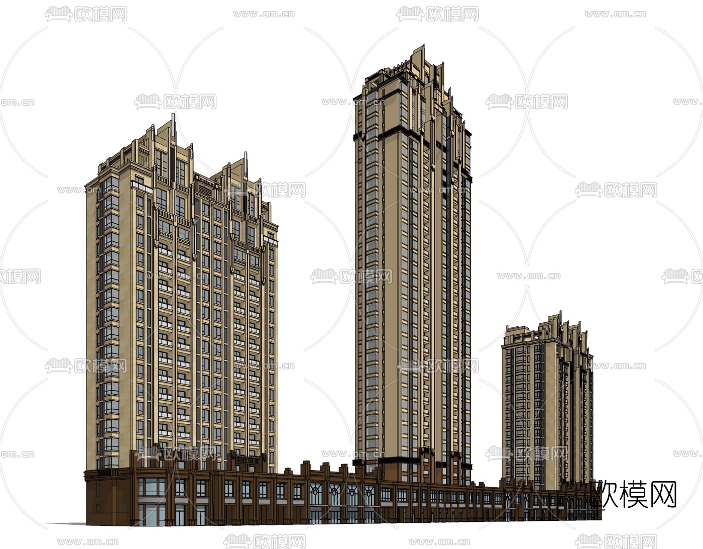 新古典商住综合楼su模型下载
