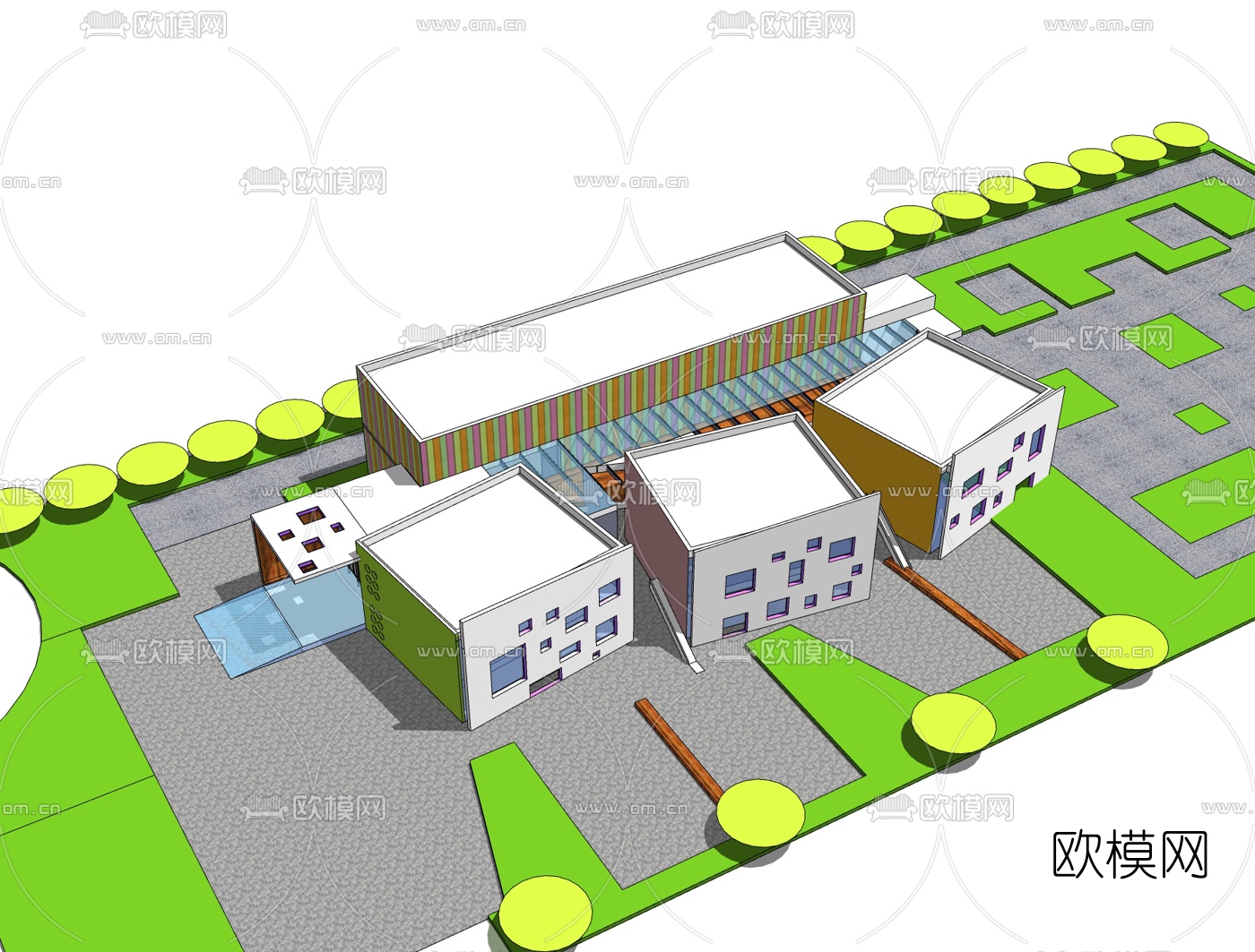 现代幼儿园免费su模型下载