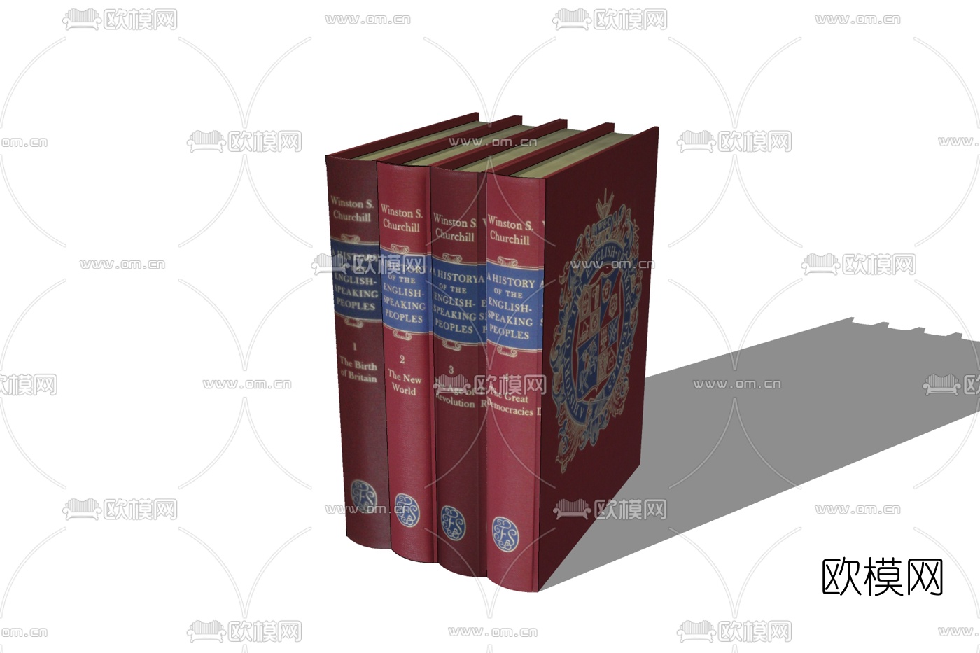 欧式书籍组合免费su模型下载