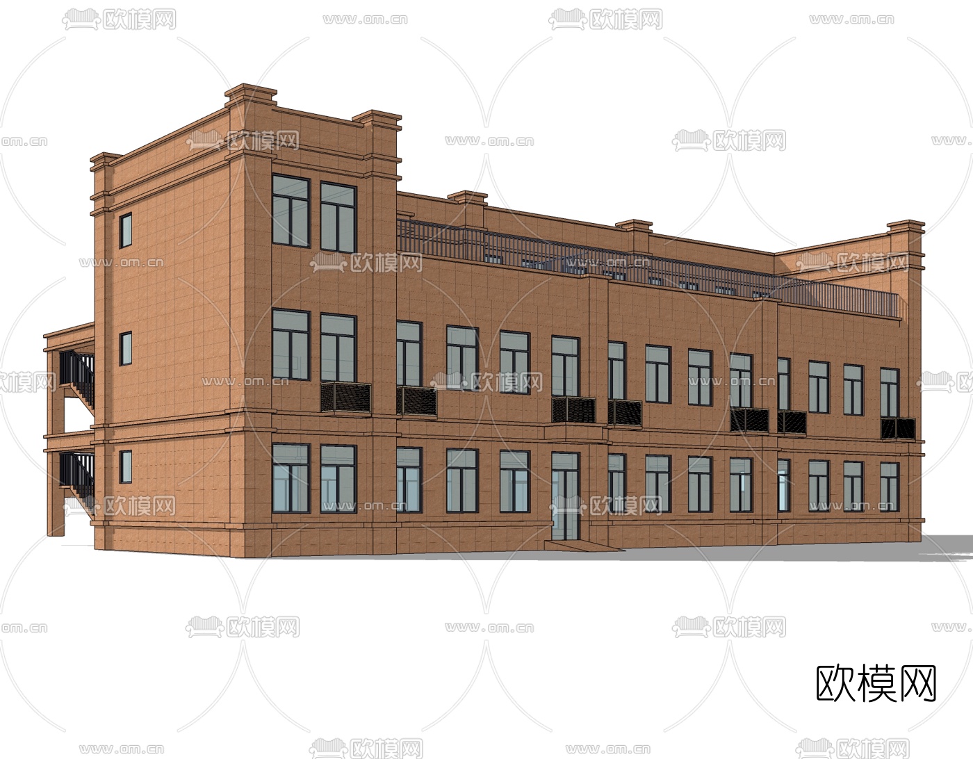 简欧教学楼免费su模型下载（渲染图2）