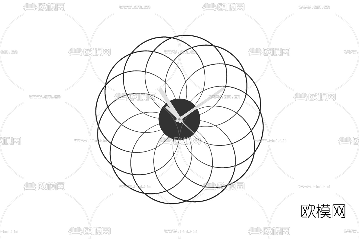 北欧造型挂钟免费su模型下载